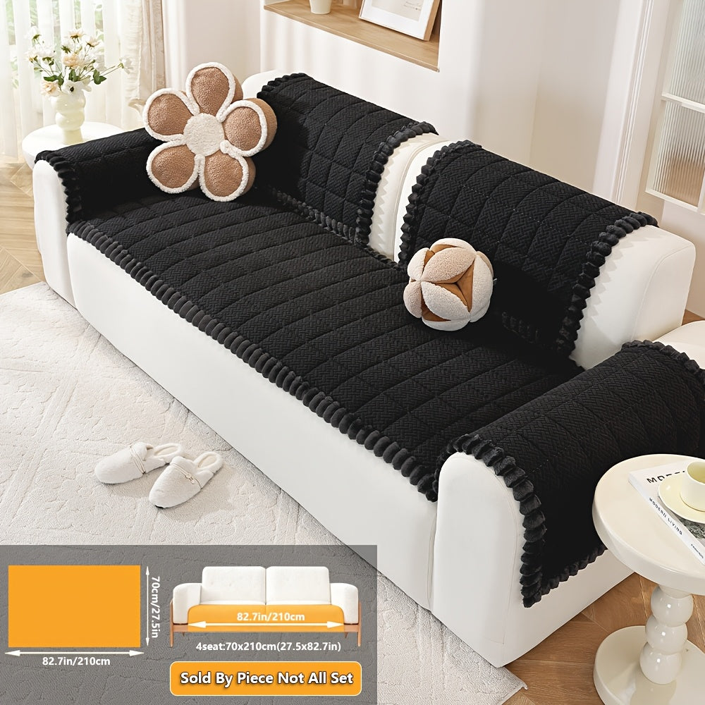 1pc Modern Chenille Sofa Cover Compatible for 2\u002F3\u002F4-Seater Couches, Thickened Wide-Edge Design with Non-Slip Base & Pet-Friendly Suitable for All Sofa Types, Machine Washable Cover, Wide-Cover for Loveseats and Sectional Couches