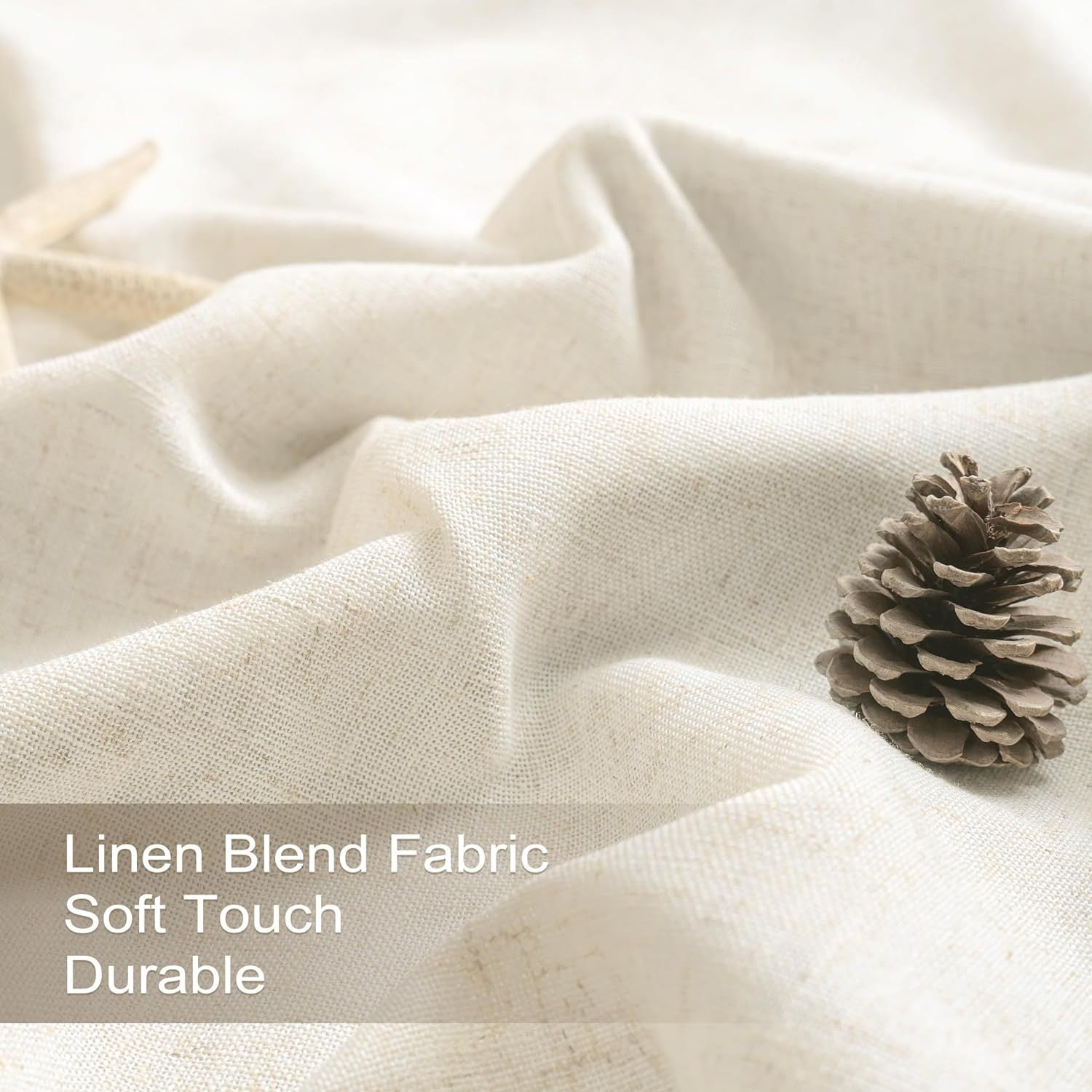 Blackout Linen Curtains 4 Panels 100% Blackout Linen Curtains | Thermal Insulated Rod Pocket Back Tab Full Light Blocking for Bedroom Farmhouse Living Room