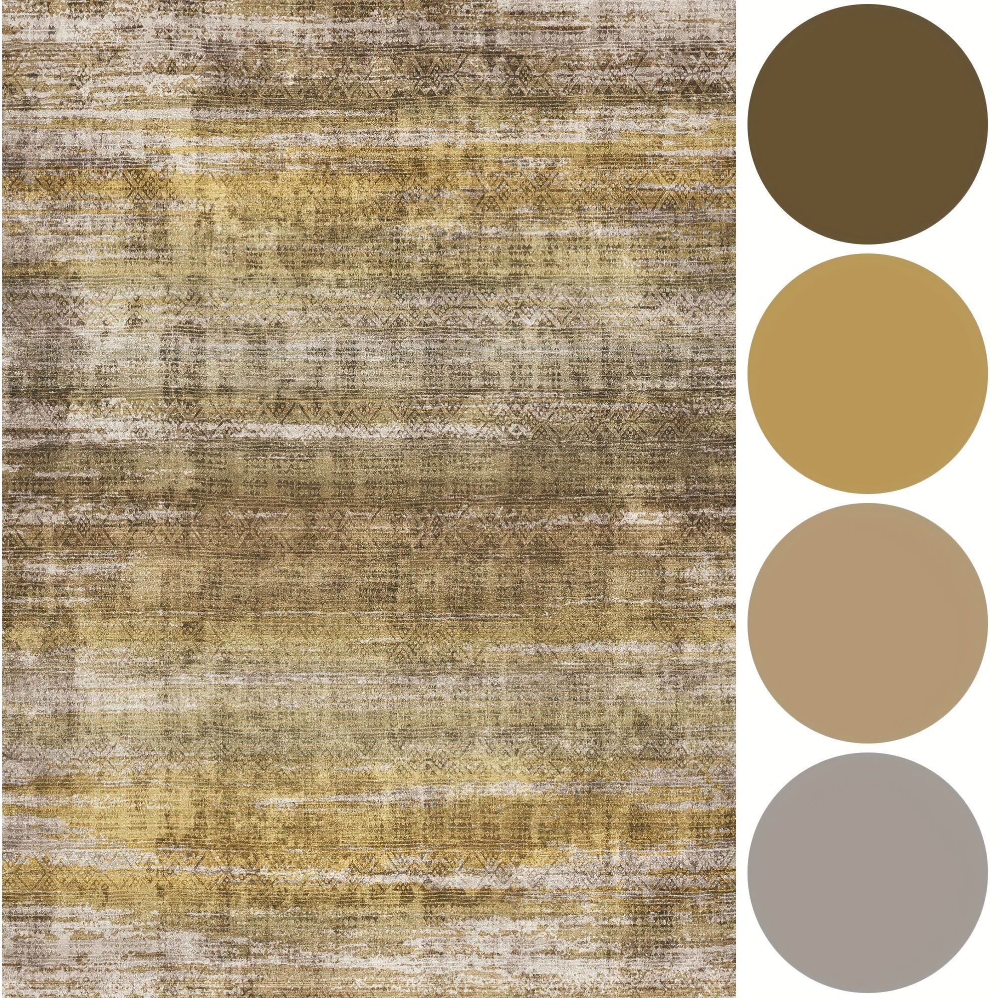 1pc Washable Area Rug Gradient Teal Blue Soft & Non-Slip, Vintage Moroccan Style, Modern Abstract Easy Cleaning - Perfect For Living Room, Bedroom, Dining Room