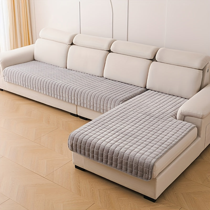 2pcs Luxurious Quilted Flannel Velvet Sofa Cover, Soft And Durable Furniture Protector, All-season Use, Pet-friendly, Machine Washable for Bedroom Living Room Office Home Decor, Living Room Sofa Cover