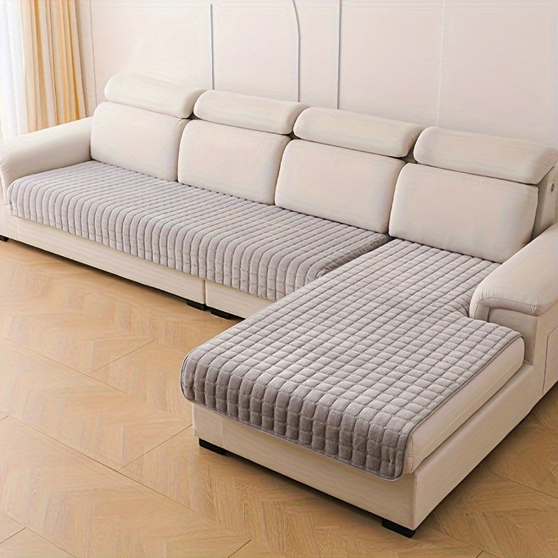 2pcs Luxurious Quilted Flannel Velvet Sofa Cover, Soft And Durable Furniture Protector, All-season Use, Pet-friendly, Machine Washable for Bedroom Living Room Office Home Decor, Living Room Sofa Cover