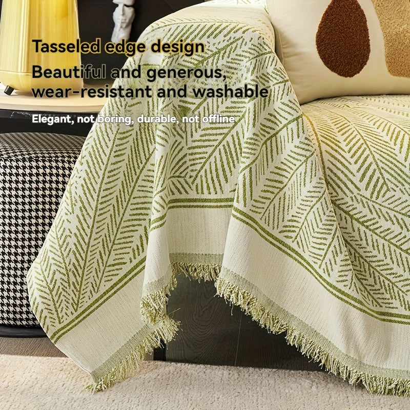 Elegant Chenille Throw Blanket Elegant Chenille Throw Blanket - Green Foliage Pattern | Pet-Friendly, Machine Washable, Non-Slip Sofa Cover for Living Room Decor, All-Season Use, Sectional Sofa Cover, Durable Fabric