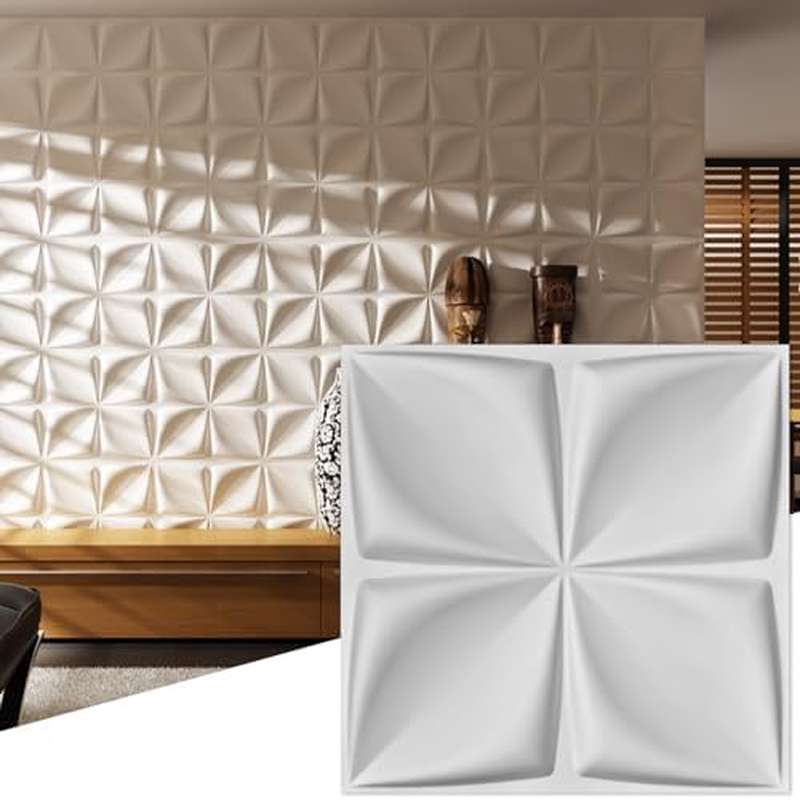 19.7 x 19.7 Pack Of 12 Wall Panel Rhombus, White