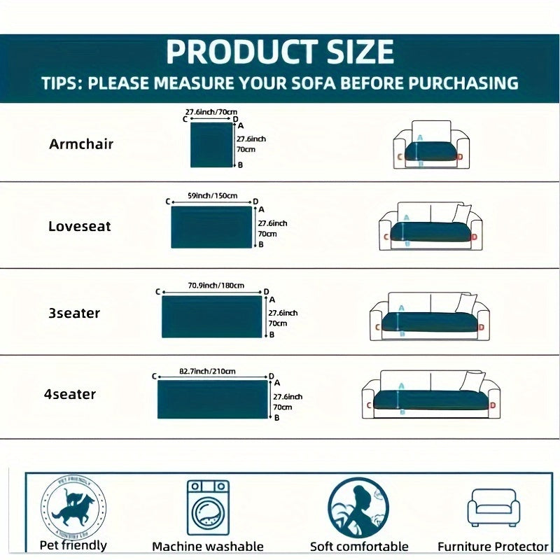 1pc Bohemian Plush Sofa Cushion Suitable for All Sofa Types, Thickened Pet-Friendly Cushion Cover with Ruffled Edges, Machine Washable Non-Slip Cover Fits for Single\u002FDouble\u002FTriple\u002FQuad Sofas, Quilted for