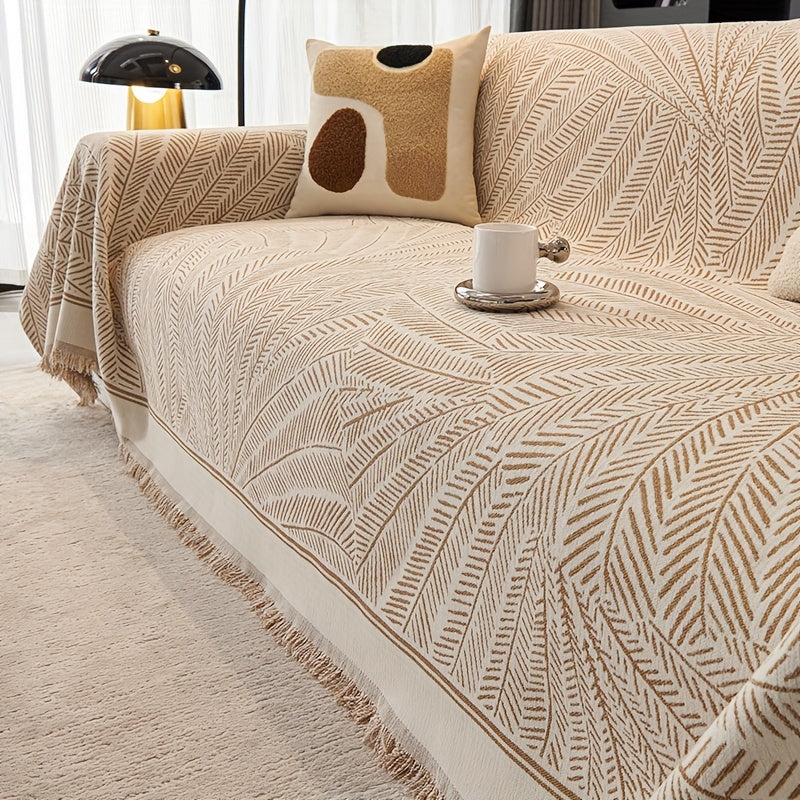 Elegant Chenille Throw Blanket Elegant Chenille Throw Blanket - Green Foliage Pattern | Pet-Friendly, Machine Washable, Non-Slip Sofa Cover for Living Room Decor, All-Season Use, Sectional Sofa Cover, Durable Fabric