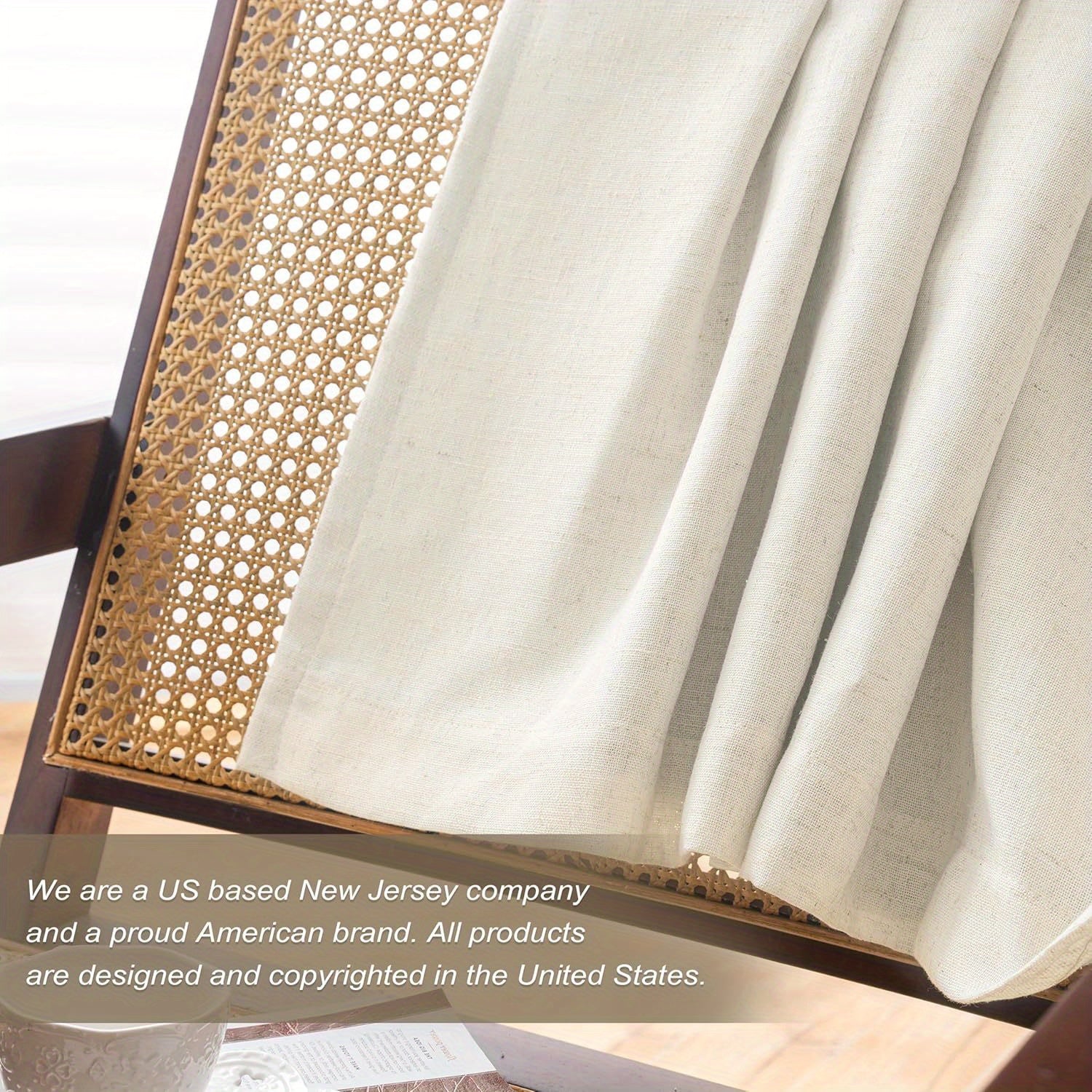 Blackout Linen Curtains 4 Panels 100% Blackout Linen Curtains | Thermal Insulated Rod Pocket Back Tab Full Light Blocking for Bedroom Farmhouse Living Room