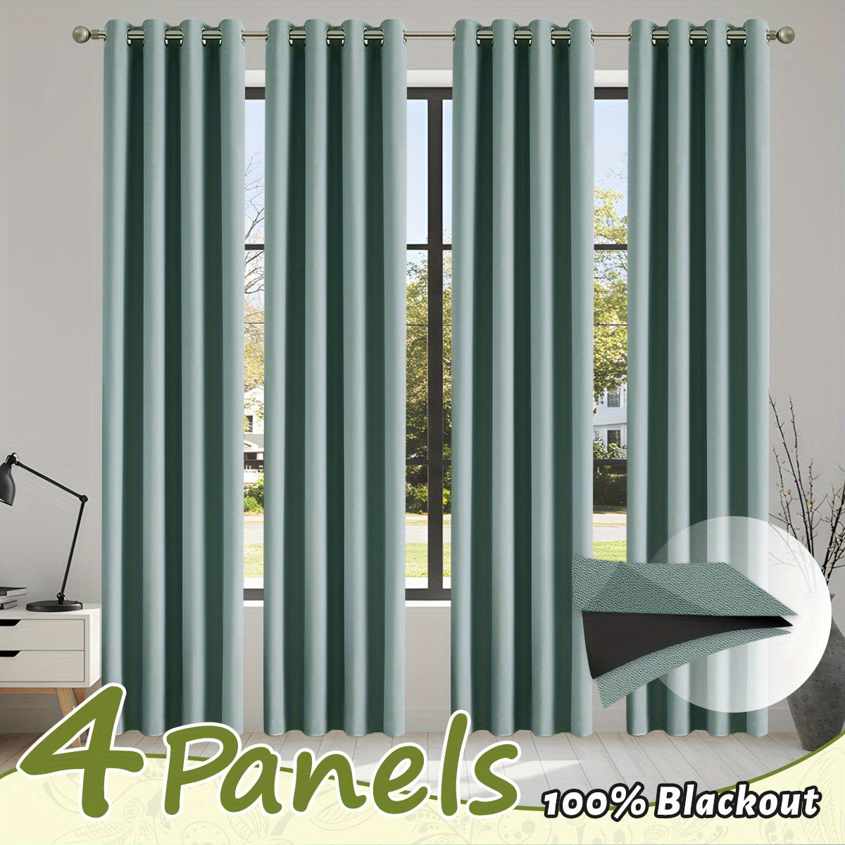 4pcs\u002F Set Blackout Curtains, Thermal Insulated Grommet Curtains Room Darkening Drapes Modern Design Window Curtains for Bedroom Living Room Office Home Decor
