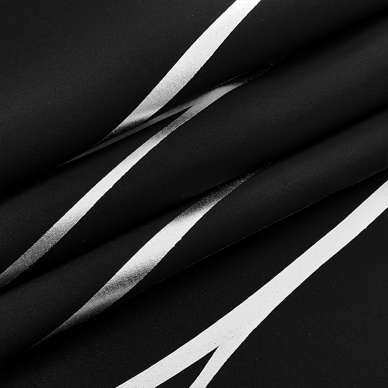 Wave Textured Curtains 4pcs Set Of Khaki Wave Textured Hot Stamping Curtains | Perforated Hanging For Shading, Heat Insulation, Cooling & Noise Reduction - Darkens Room, Suitable For Living, Dining & Study Rooms