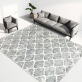 Grey and White Area Rug | Modern Minimalist Design, Non-Shedding, Easy Cleaning, Ideal for Living Room, Bedroom, Office, Dining Space, Polyester, Machine Made, Hooked Weave, 0.2 inch Thick