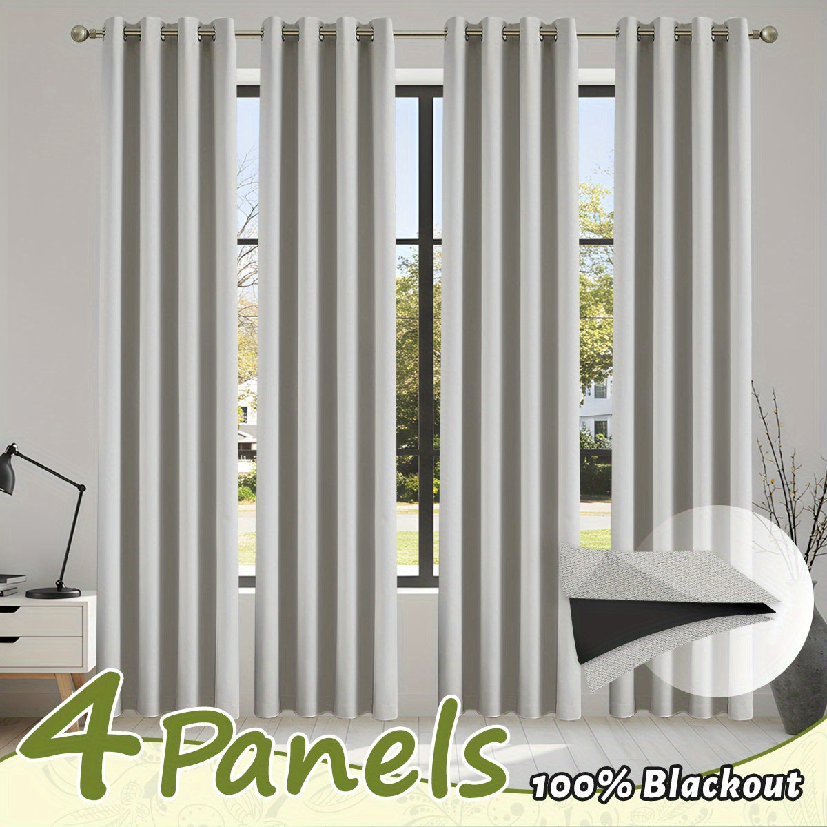 4pcs\u002F Set Blackout Curtains, Thermal Insulated Grommet Curtains Room Darkening Drapes Modern Design Window Curtains for Bedroom Living Room Office Home Decor