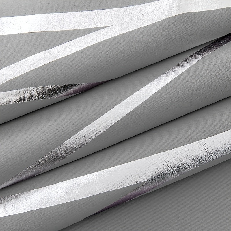 Wave Textured Curtains 4pcs Set Of Khaki Wave Textured Hot Stamping Curtains | Perforated Hanging For Shading, Heat Insulation, Cooling & Noise Reduction - Darkens Room, Suitable For Living, Dining & Study Rooms