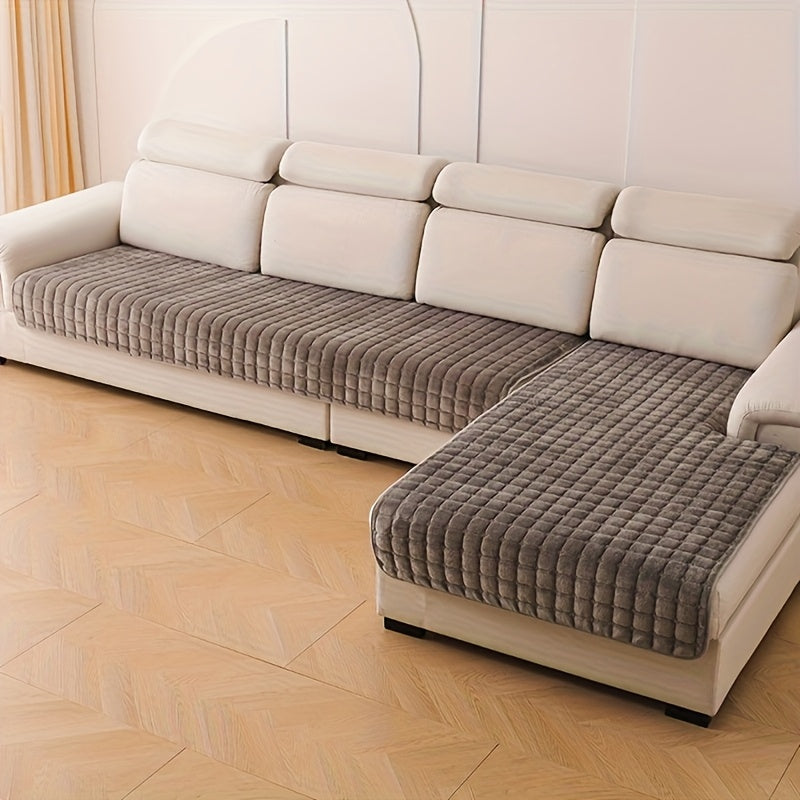 2pcs Luxurious Quilted Flannel Velvet Sofa Cover, Soft And Durable Furniture Protector, All-season Use, Pet-friendly, Machine Washable for Bedroom Living Room Office Home Decor, Living Room Sofa Cover