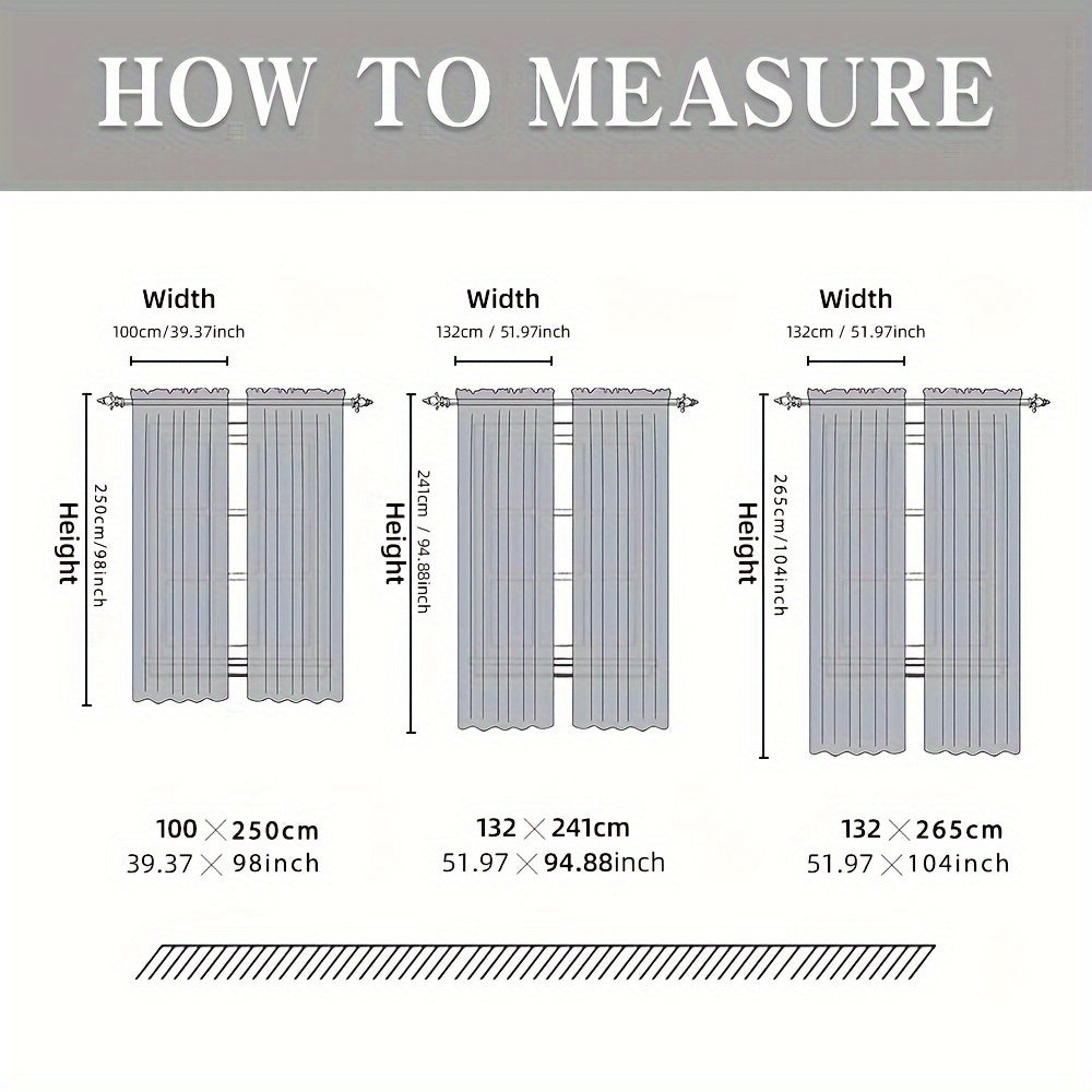 2-Panel Vintage Jacquard Sheer Curtains with Grommet Top - Soft, Light-Filtering Drapes for Living Room, Bedroom, Office Decor