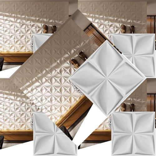 19.7 x 19.7 Pack Of 12 Wall Panel Rhombus, White