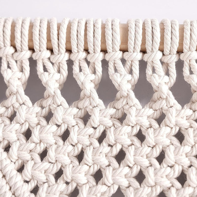 Boho Macrame Doorway Curtains for Windows, Large Macrame Wall Hanging, Handmade Window Curtain for Living Room Bedroom, Wedding Backdrop Bohemian Home Decor, 2 Panel 79 L x 35 W