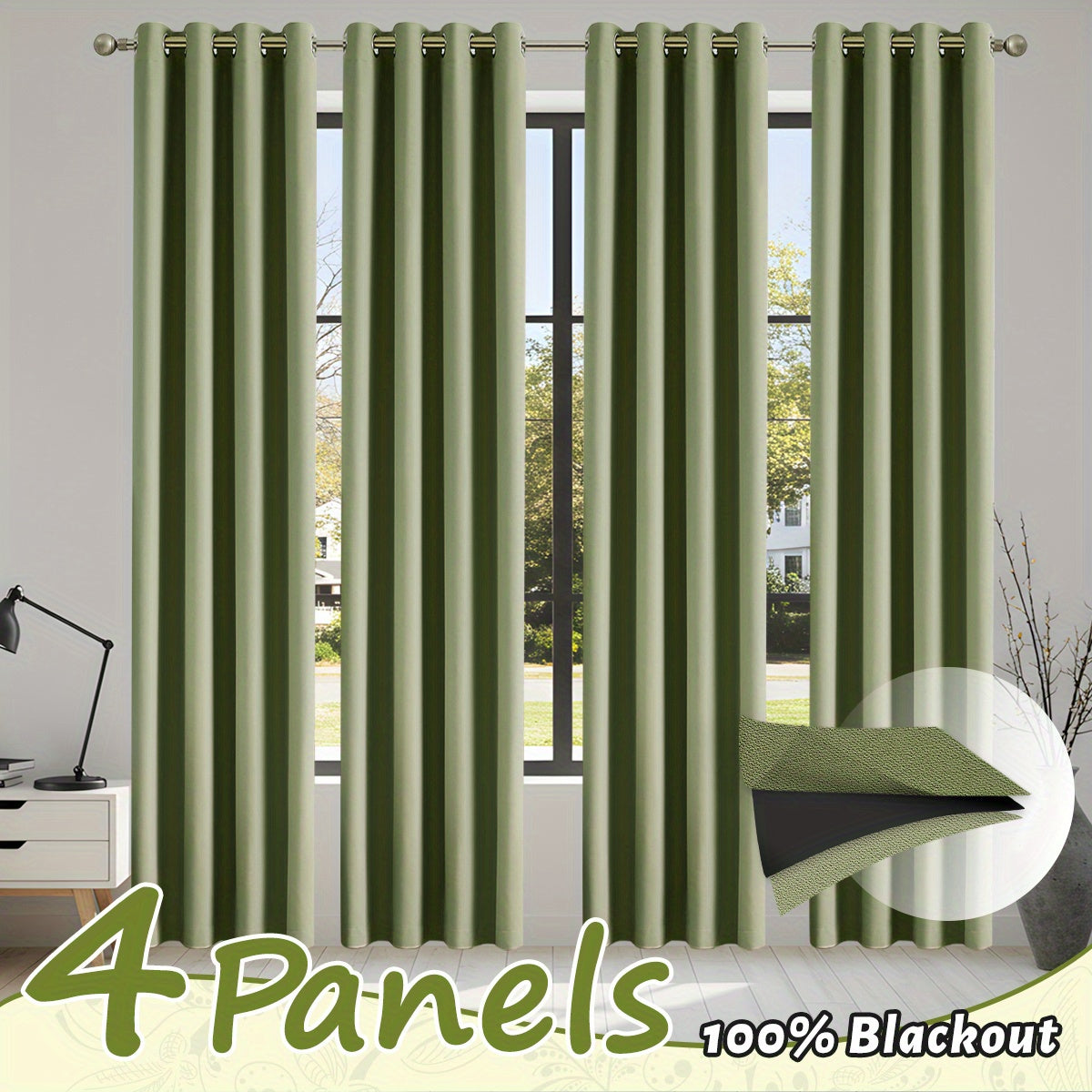4pcs\u002F Set Blackout Curtains, Thermal Insulated Grommet Curtains Room Darkening Drapes Modern Design Window Curtains for Bedroom Living Room Office Home Decor