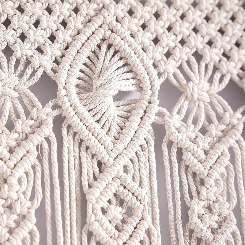 Boho Macrame Doorway Curtains for Windows, Large Macrame Wall Hanging, Handmade Window Curtain for Living Room Bedroom, Wedding Backdrop Bohemian Home Decor, 2 Panel 79 L x 35 W