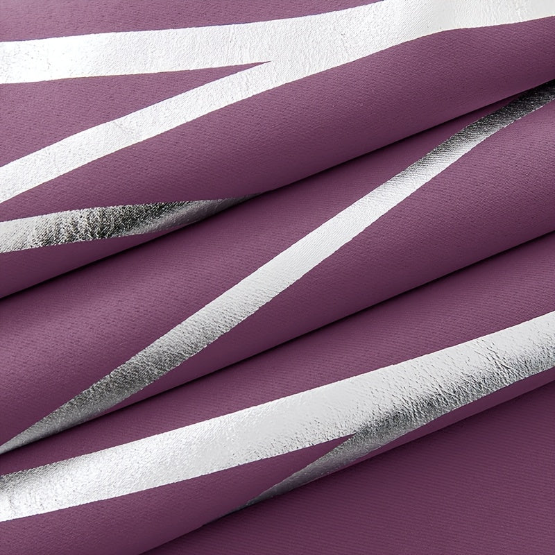 Wave Textured Curtains 4pcs Set Of Khaki Wave Textured Hot Stamping Curtains | Perforated Hanging For Shading, Heat Insulation, Cooling & Noise Reduction - Darkens Room, Suitable For Living, Dining & Study Rooms